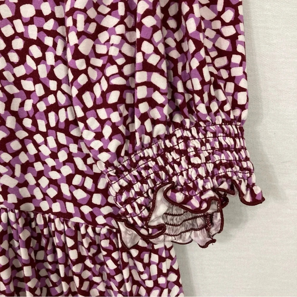 Draper James Purple White Polka Dot V Neck Stretch Tiered Casual Dress size XXL - Picture 5 of 12